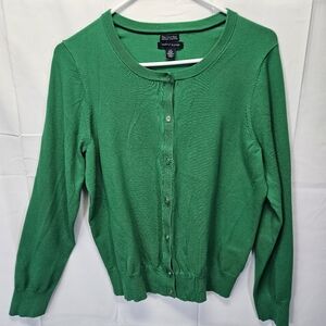Tommy Hilfiger Emerald Green Button-Front Crewneck Cardigan Sz L